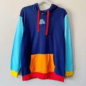 ALDI Gear Colorful Rainbow Hooded Sweatshirt Adult Size Large Blue